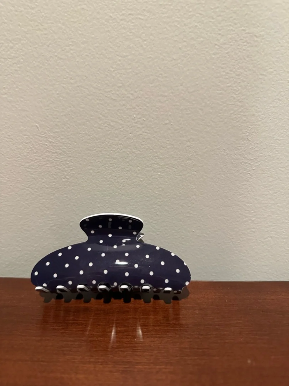 New Parke Polka Dot Hair Clip Navy Blue